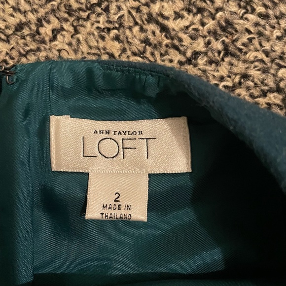 LOFT Teal Wool Pleated Pencil Skirt - Picture 2 of 4